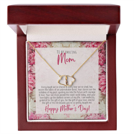 Unbreakable Bond: Double Heart Gold Necklace Tribute to Mom