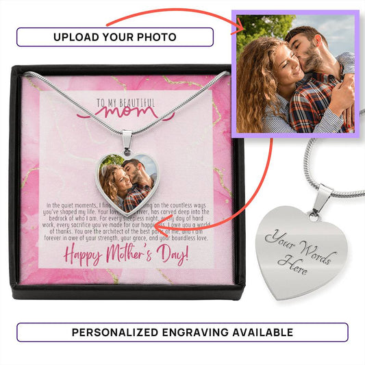 Cherished Memories: Personalized Heart Pendant for Mom